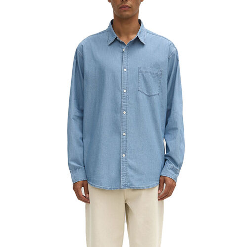 Assembly Label Chambray Long Sleeve Shirt Mid Blue